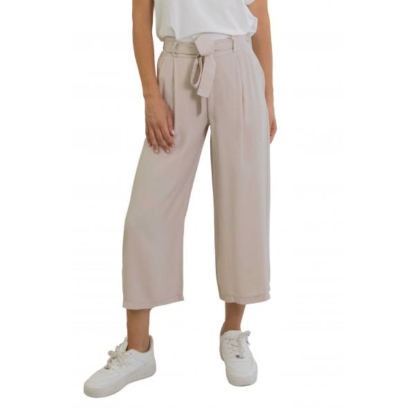 Pantalone cropped in viscosa con fascia  "Iris"